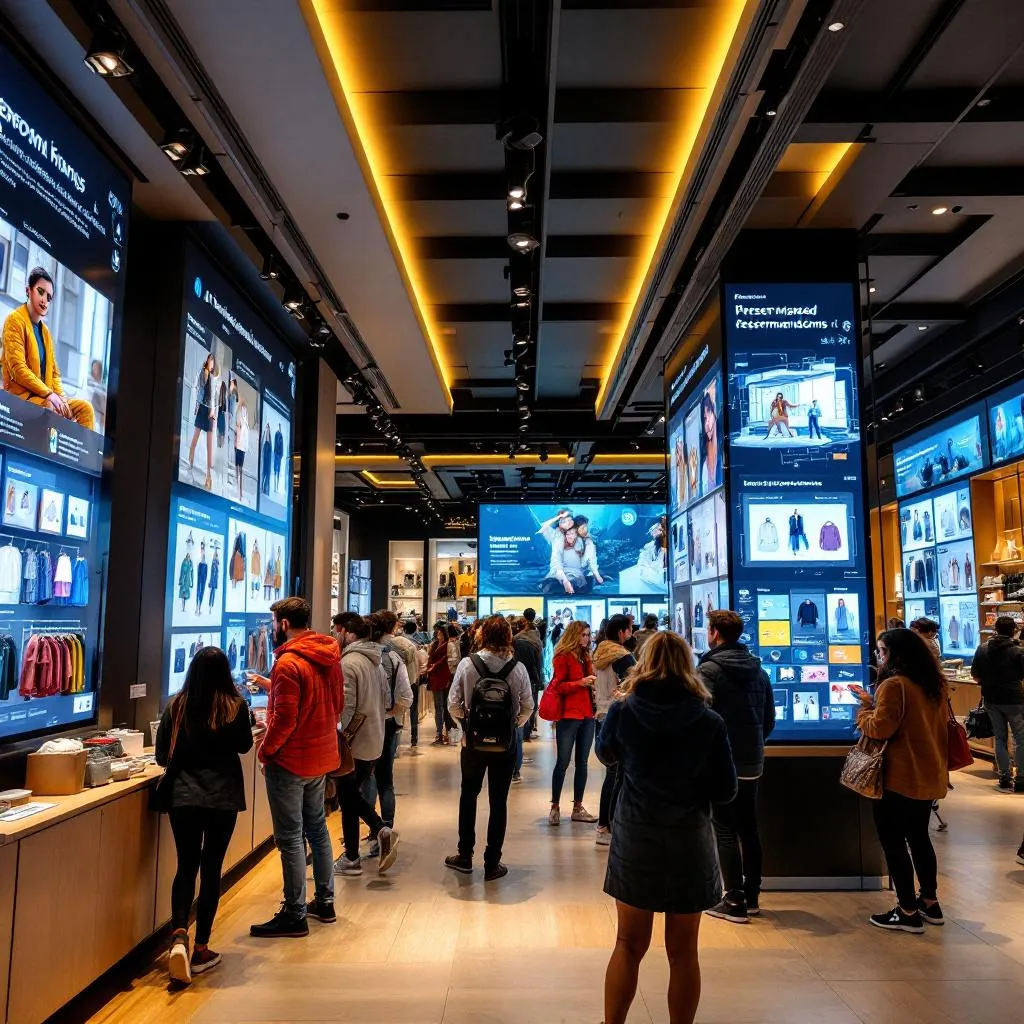 Premium modern retail store with AI-powered interactive displays